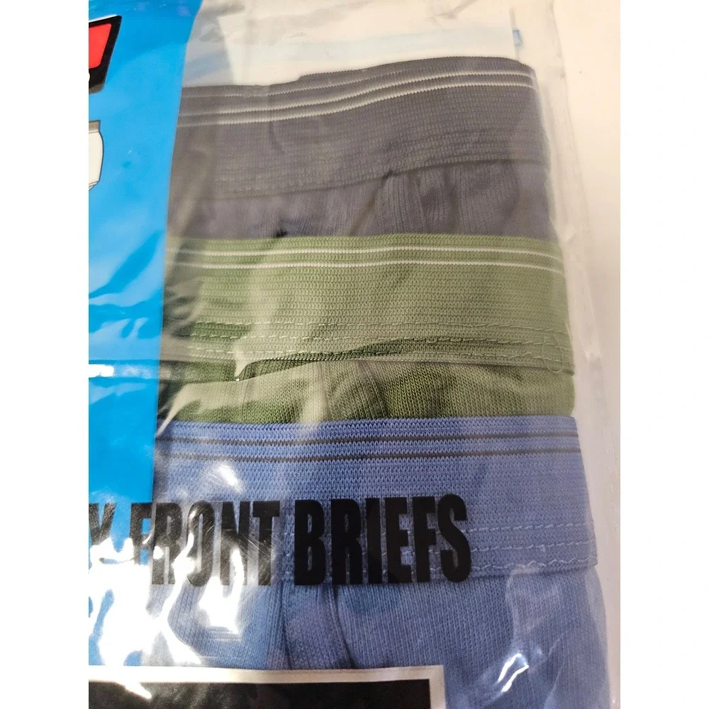 Hunter Mens 3 Pack Fly Front Briefs Blue Green Grey Cotton Blend‎ M401/BH Small